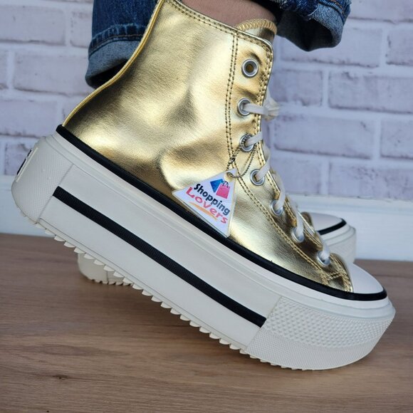 ⭐Chuck Taylor All Star Lift Double Stack Gold 12 Women's Shoes Sneakers A15164C - Picture 3 of 12
